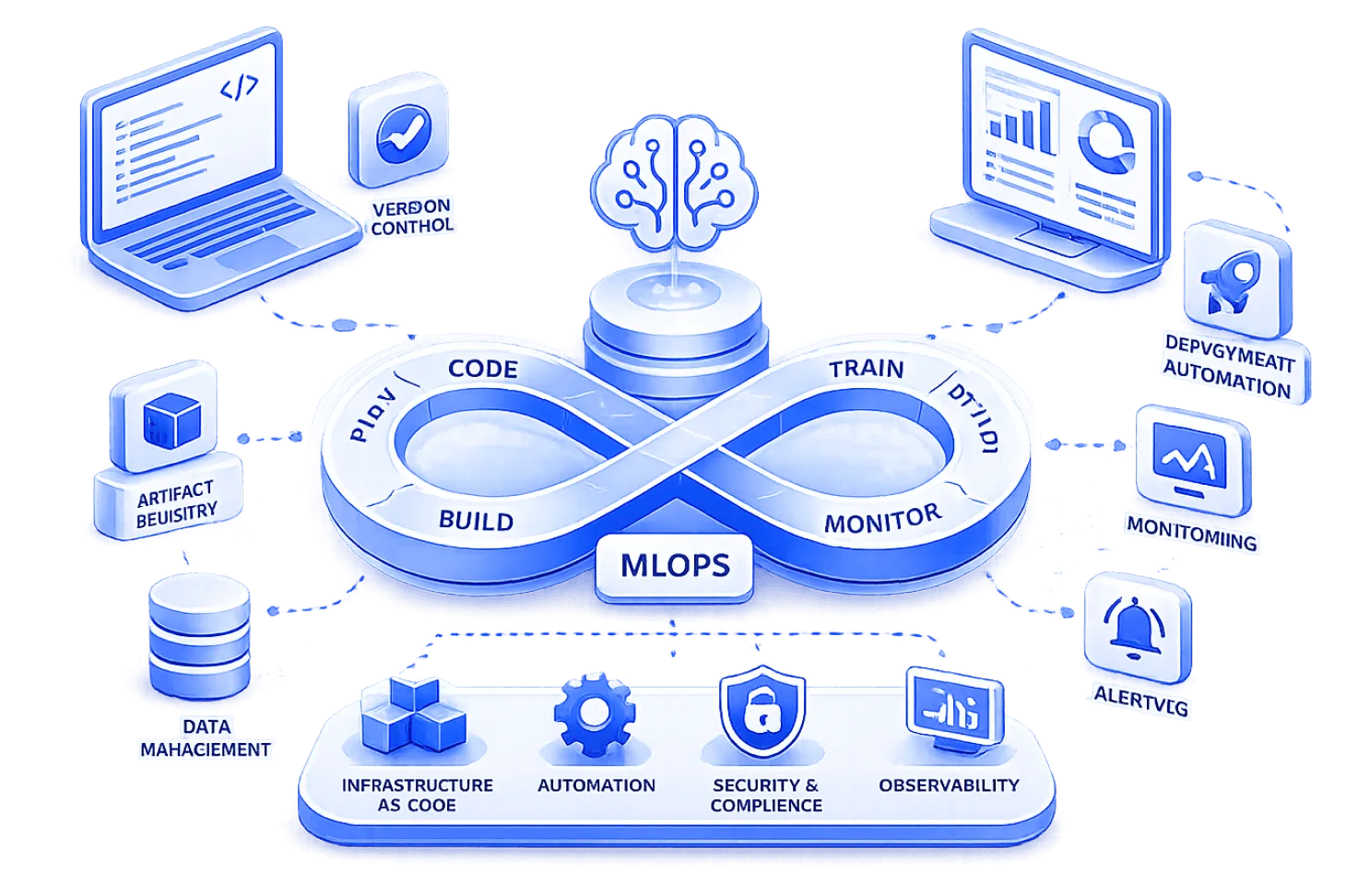 HiFX helps enterprises streamline machine learning operations through scalable MLOps ecosystems, intelligent automation workflows, cloud-native infrastructure, and AI deployment pipelines designed for reliability, performance, and long-term scalability.